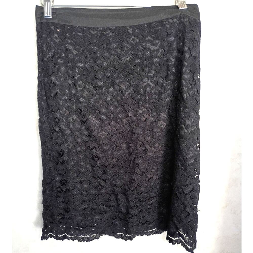 Trulli Black Lace Skirt Petite 4P Petite Stretch Side Zip Dark Feminine Goth
